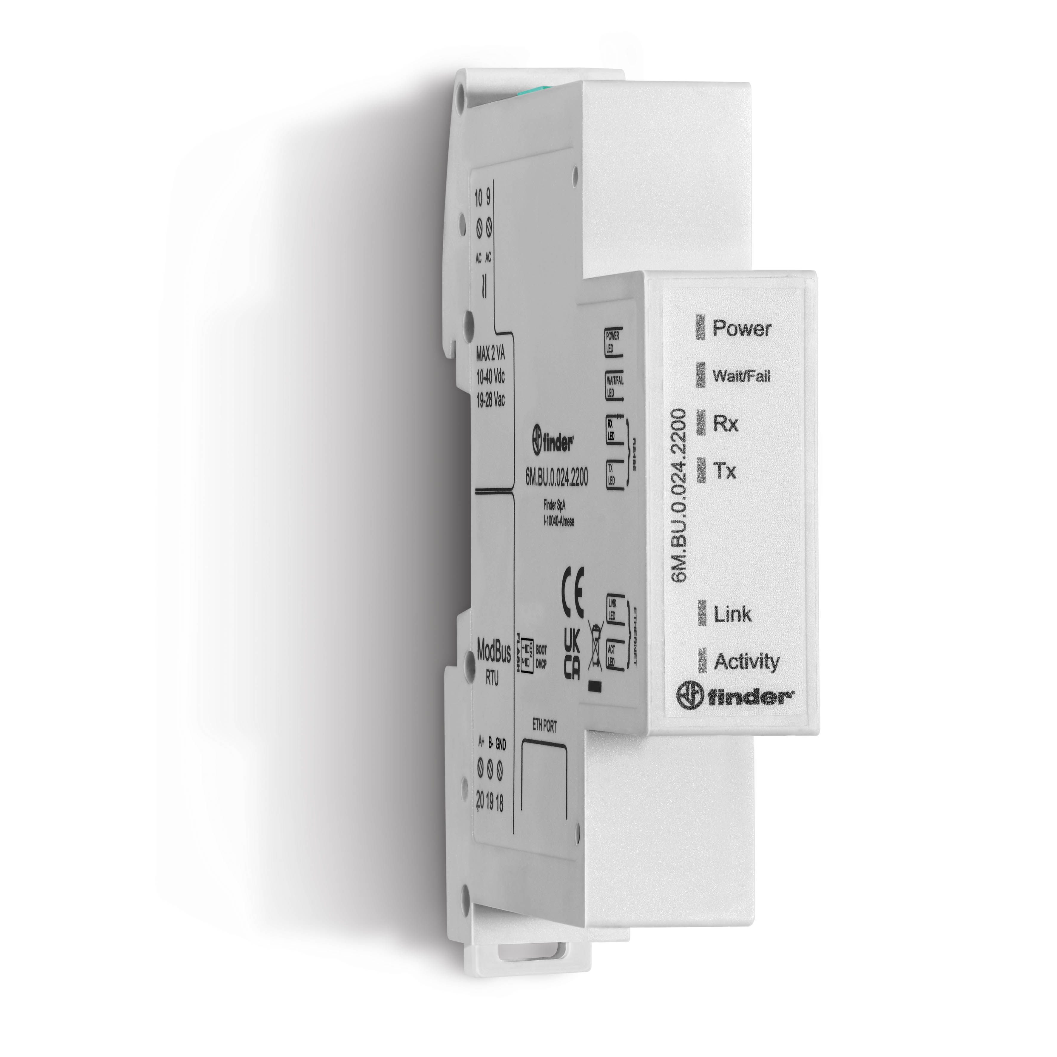 6M.BU.0.024.2200 — Мост Modbus TCP/IP - Modbus RTU (RS485 ведущий); питание 24В DC; монтаж на DIN-рейку; категория защиты IP 20